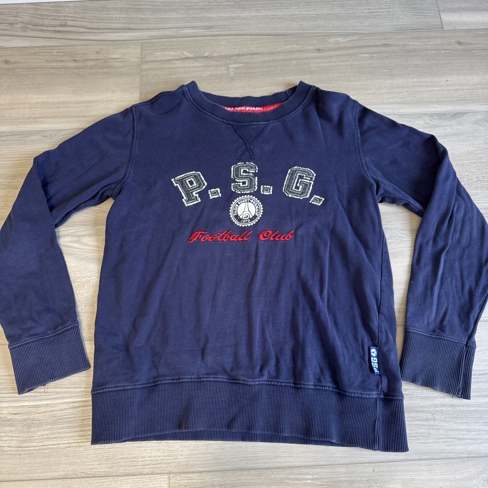 PSG‎ Football Club Crewneck Navy Blue SWEATSHIRT 12A Sz Kids M / Women's Small